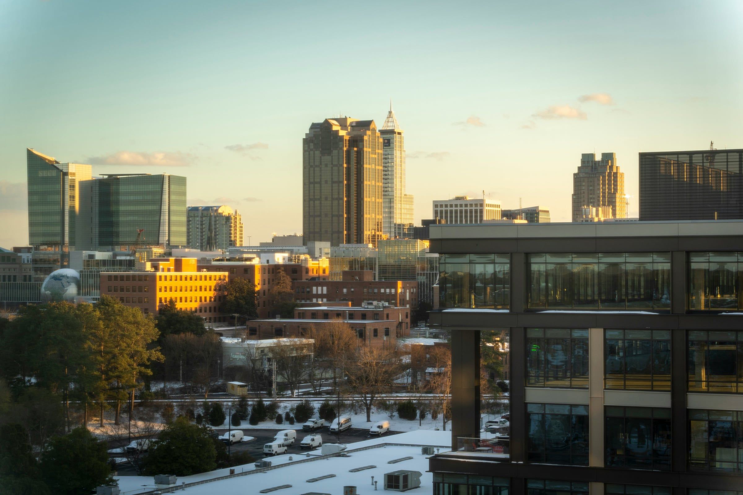 Downtown Raleigh skyline in late-afternoon light